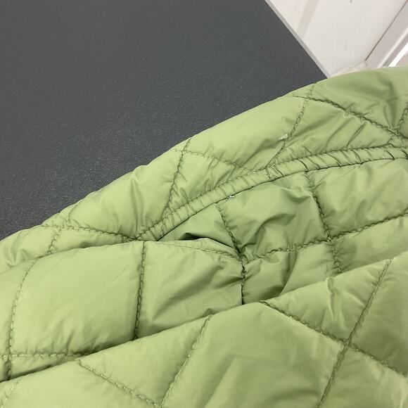 J.Crew Green/Blue Nylon Button-Up Reversible Puffer Jacket Women’s M Preowned - Picture 7 of 8